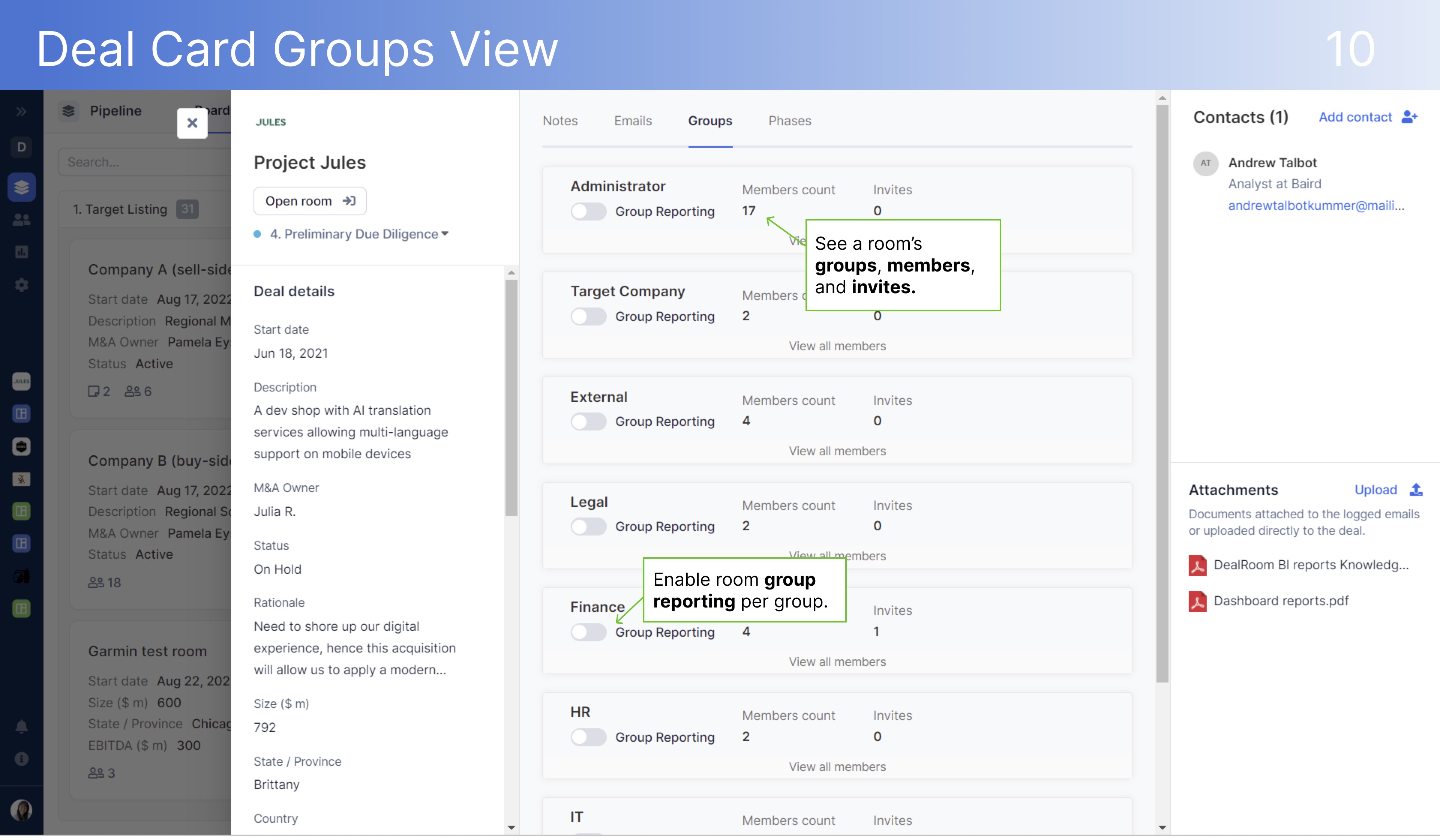 Deal Card Groups