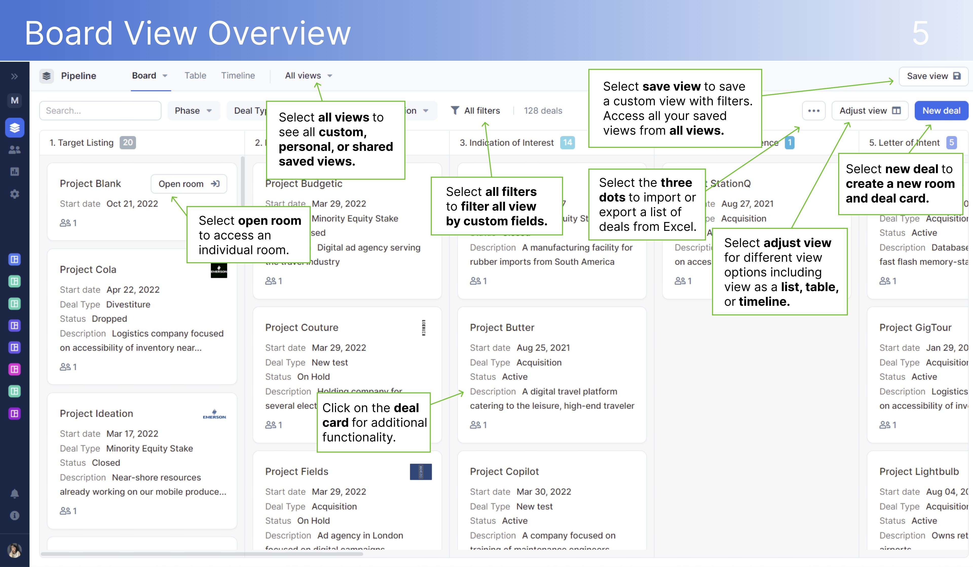 DealRoom Board View