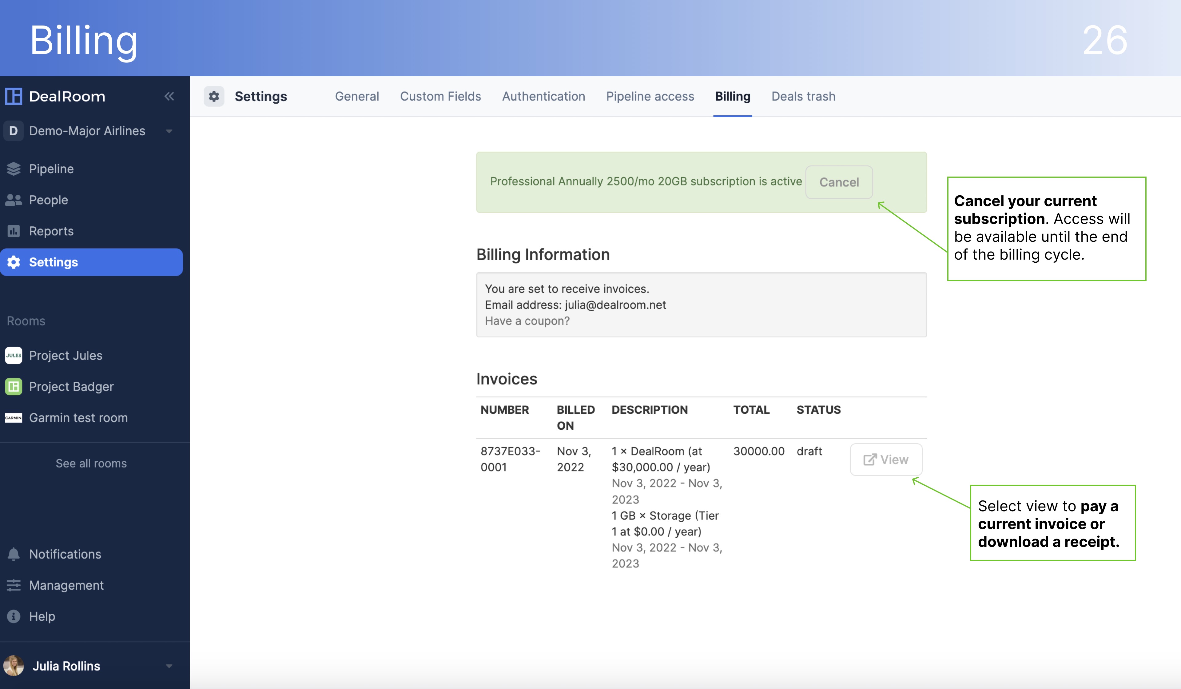 DealRoom Billing